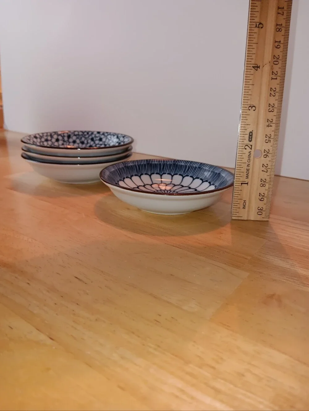 Dipping Sauce/Butter Pats Small Ceramic Bowls Set of 4 Blue & White
